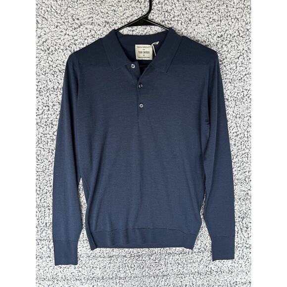 Todd Snyder x John Smedley Cotswold Merino Wool Polo Sweater Blue S NWT